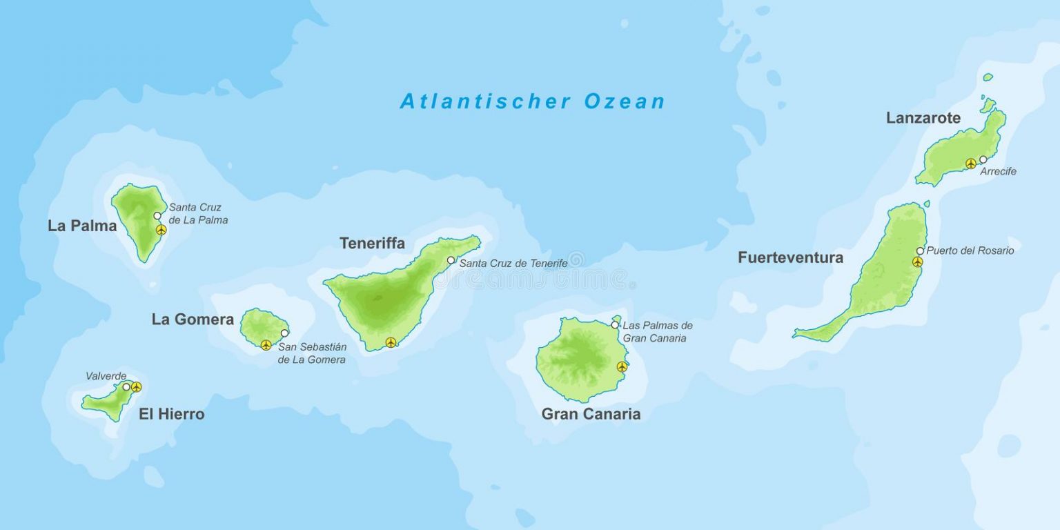 Spain Map Canary Islands High Detailed Vector Map Spain Map Canary Islands High Detailed 139997773 1536x768 