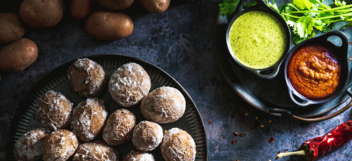 patatas Arrugadas with mojo rojo (red) or mojo verde (green). 